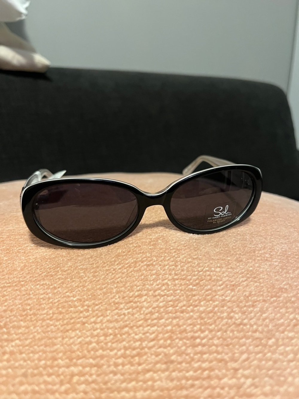 Daisy Fuentes Black Oval Women's Sunglasses with Dark Lenses